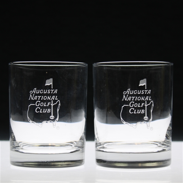 Two (2) Augusta National Golf Club Logo Rocks Glasses