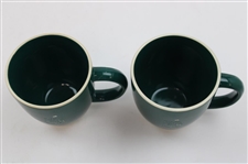 Two (2) Augusta National GC Green & Tan Ceramic Coffee Mugs