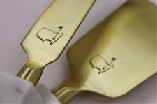 Masters Tournament Logo Gold Tone Marble Handled Pronged & Flat Charcuterie Knives