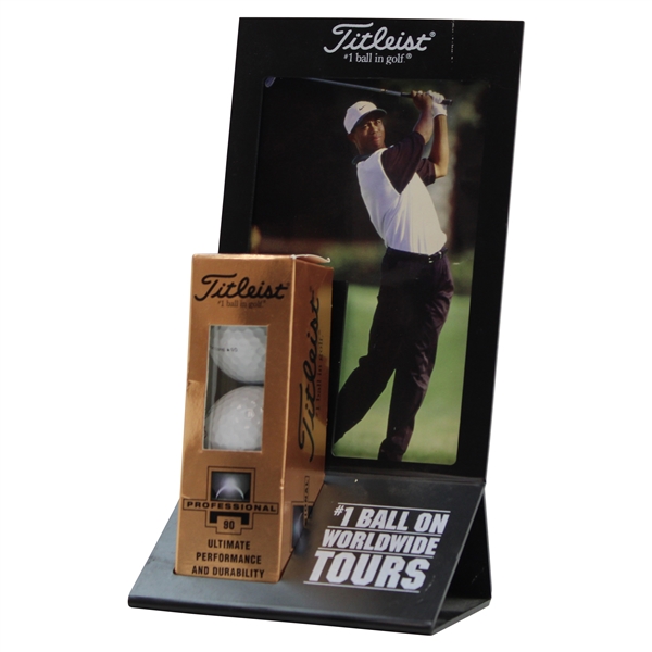 Classic Titleist Advertising Tiger Woods Countertop Display w/Sleeve Pro-90 Golf Balls