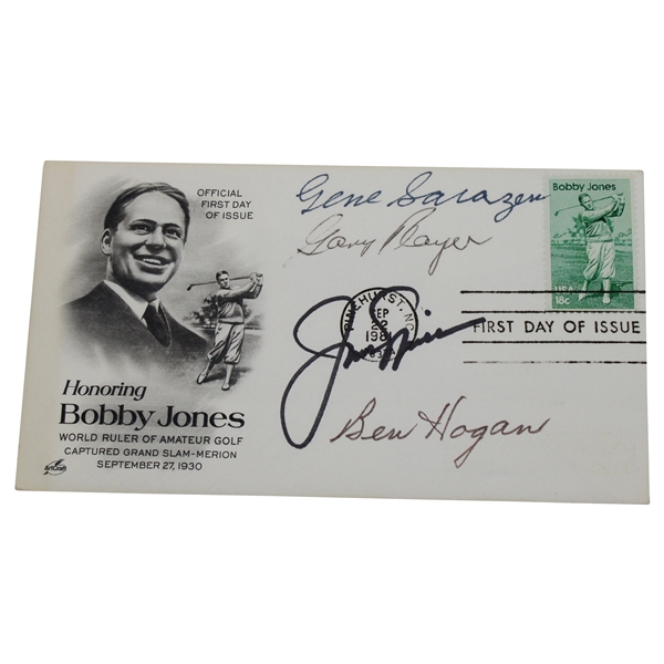 Grand Slam Champs Nicklaus, Sarazen, Player & Hogan Signed Bobby Jones FDIC JSA FULL #XX49041