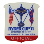 1971 Ryder Cup at Old Warson C.C. Official Badge