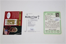 Payne Stewart, Calvin Peete & John Daly Signed 1991 Ryder Cup Gameplan Leisure Card
