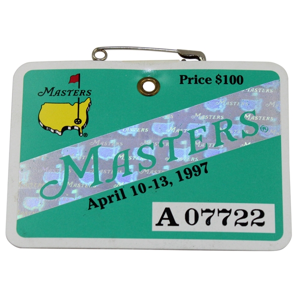 1997 Masters Tournament SERIES Badge #A07722 - Tiger Woods First Green Jacket