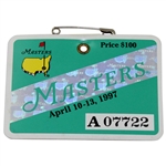 1997 Masters Tournament SERIES Badge #A07722 - Tiger Woods First Green Jacket