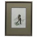 Golfer Making Contact w/Golf Ball Vintage Print Signed By Artist Addison