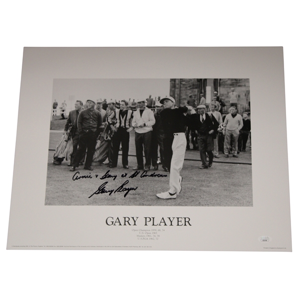 Gary Player Signed Back & White at St. Andrews 16x20 Photo w/Arnie St. Andrews JSA #CE33709