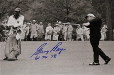 Gary Player Signed Black & White Post Swing Photo w/'61 74 78' JSA ALOA