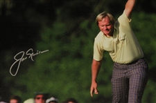 Jack Nicklaus Signed 1986 Masters Raises Putter Historic Image on 24x23 Canvas JSA ALOA

