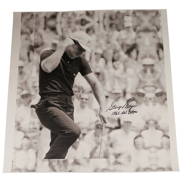 Gary Player Signed 1965 US Open B&W First Pump Image on Canvas w/65 US Open JSA ALOA