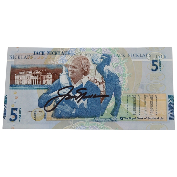 Jack Nicklaus Signed 5lb RBS St. Andrews Bank of Scotland Note JSA ALOA