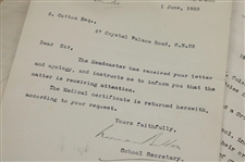 Correspondence About 1923 School Cricket Match 'Scuffle' And T. H. Cotton