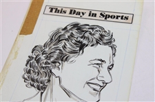 1964 Original Pen And Ink Drawing Of Louise Suggs by Hollreiser 