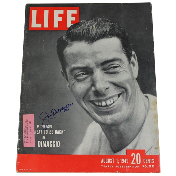 Joe DiMaggio Signed August 1949 Life Magazine JSA ALOA