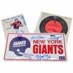 Legends Signed Giants License Plate, Kyle Rote Signed 1965 Football Vinyl Record & 1950 Giants Press Guide JSA ALOA