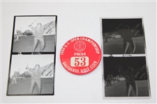 Jack Nicklaus Original Lester Nehamkin Photos & Negatives w/ Articles & 1980 U. S. Open Press Badge
