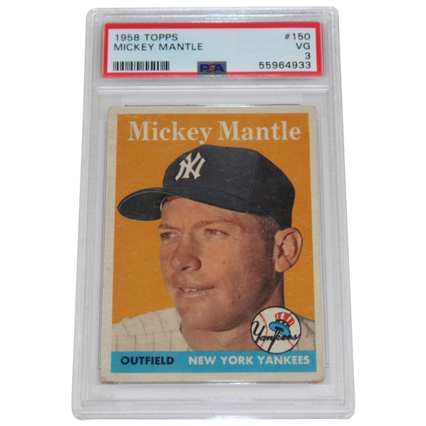 1958 Topps #150 Mickey Mantle Card PSA VG 3 #55946933