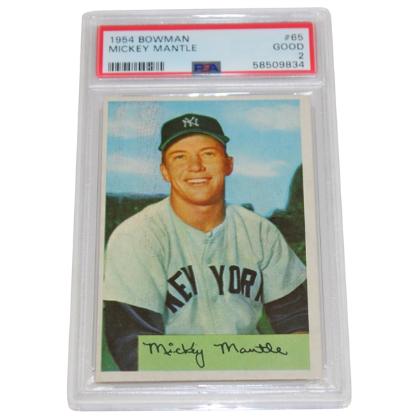 1954 Bowman #65 Mickey Mantle Card PSA Good 2 #58509834
