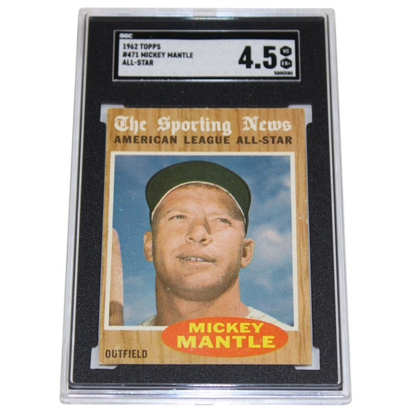 1962 Topps #471 Mickey Mantle All-Star Card SGC VG-EX 4.5 #5000580