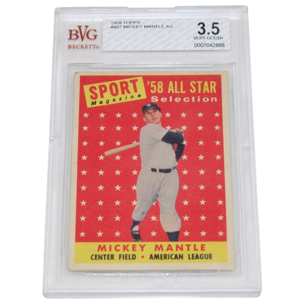 1958 Topps Mickey Mantle As Tp Card BVG Very Good 3.5 #0007042888