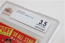 1958 Topps Mickey Mantle As Tp Card BVG Very Good 3.5 #0007042888