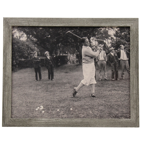 1928 US Amateur Bobby Jones Post Swing Photo at Brae Burn CC Photo w/Glass Negative Copy - #31/50 - Framed