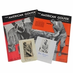 (2) Gene Sarazen Signed Cuts & (2) 1930s American Golfer Magazines JSA ALOA
