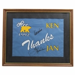 Ken Venturi & Jan Stephenson Signed 1992 Lorain County Comm. College Fund Raiser Flag Framed JSA ALOA
