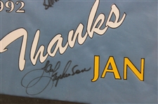 Ken Venturi & Jan Stephenson Signed 1992 Lorain County Comm. College Fund Raiser Flag Framed JSA ALOA