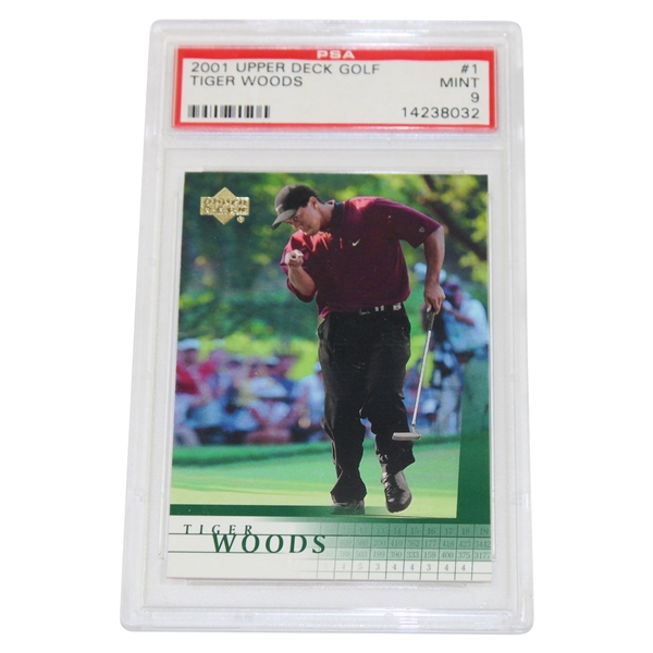 2001 Upper Deck #1 Tiger Woods Card PSA MINT 9 #14238032