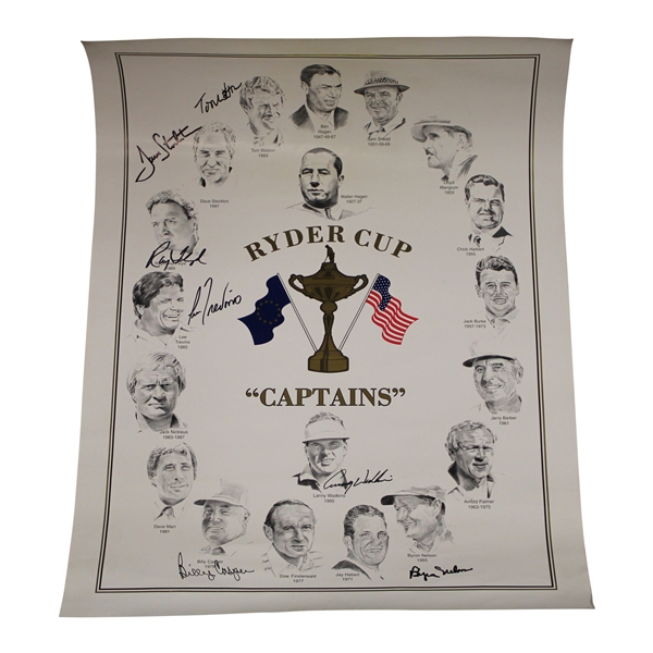 Byron Nelson & others Multi-Signed Ryder Cup Captains Poster JSA ALOA