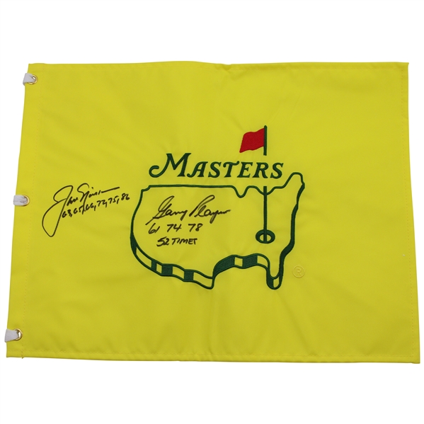 Jack Nicklaus & Gary Player Signed Undated Masters Flag w/Years Won JSA ALOA