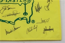 Jack Nicklaus & 16 others Masters Champs Signed 2011 Masters Embroidered Flag JSA ALOA