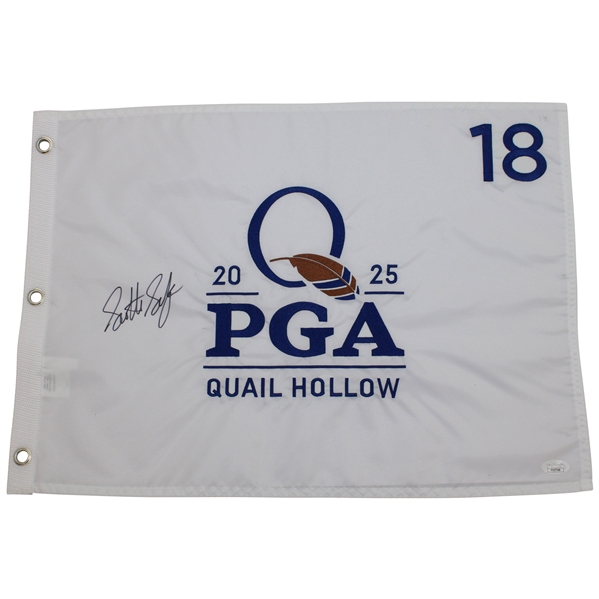 Scottie Scheffler Signed 2025 PGA Championship at Quail Hollow Embroidered Flag JSA #YY07749