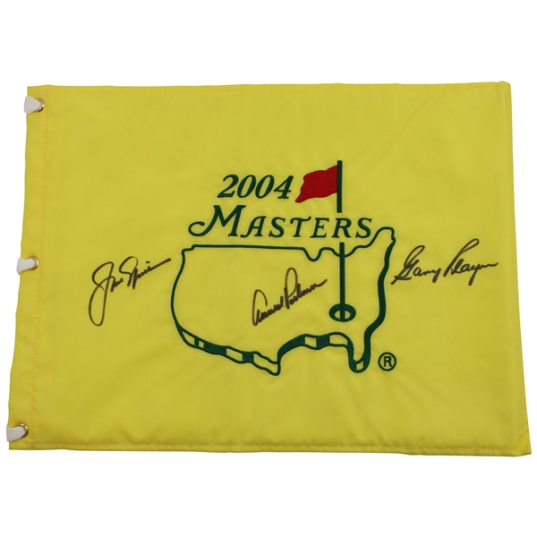 Big 3 Palmer, Nicklaus & Player Signed 2004 Master Flag - Arnies Final Masters JSA ALOA