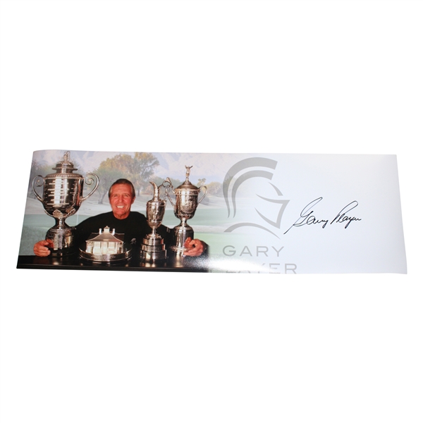 Gary Player Signed Grand Slam Trophy Panoramic 36 1/4x12 Collage JSA ALOA
