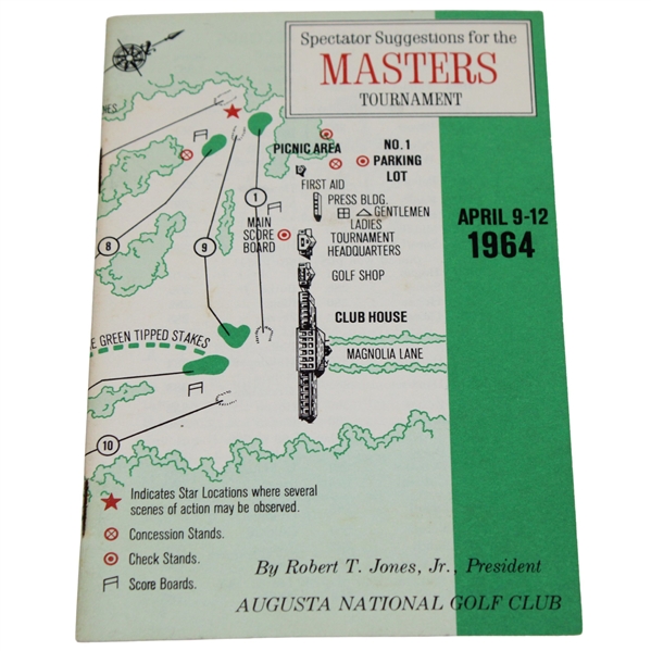 1964 Masters Tournament Spectator Guide - Arnold Palmer Winner