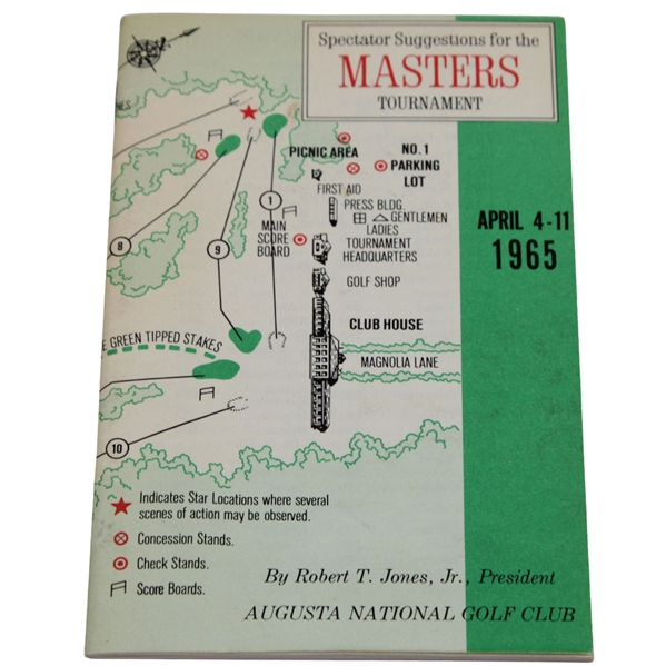 1965 Masters Tournament Spectator Guide - Jack Nicklaus Winner