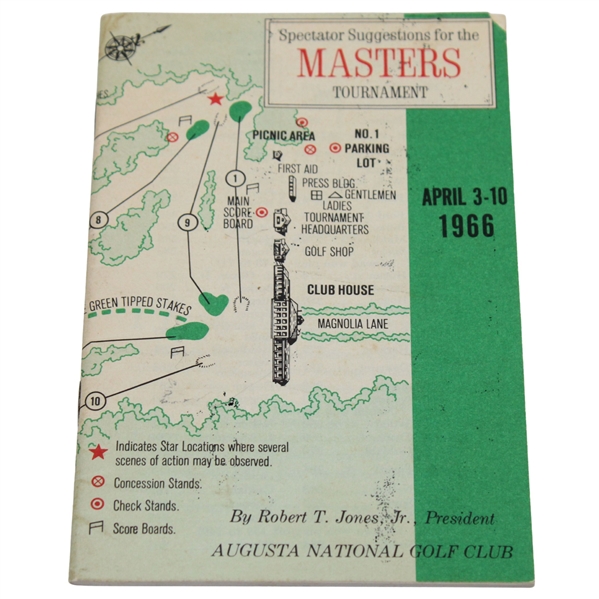 1966 Masters Tournament Spectator Guide - Jack Nicklaus Winner