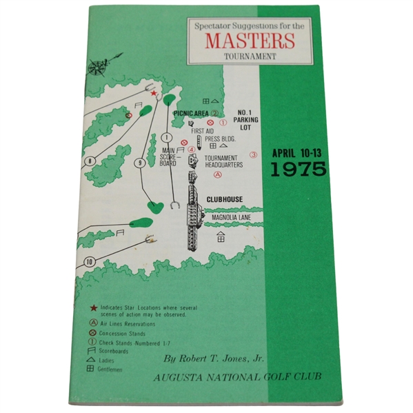 1975 Masters Tournament Spectator Guide - Jack Nicklaus Winner