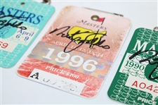 Nick Faldo Signed 1989, 1990, & 1996 Masters Tournament SERIES Badges JSA ALOA