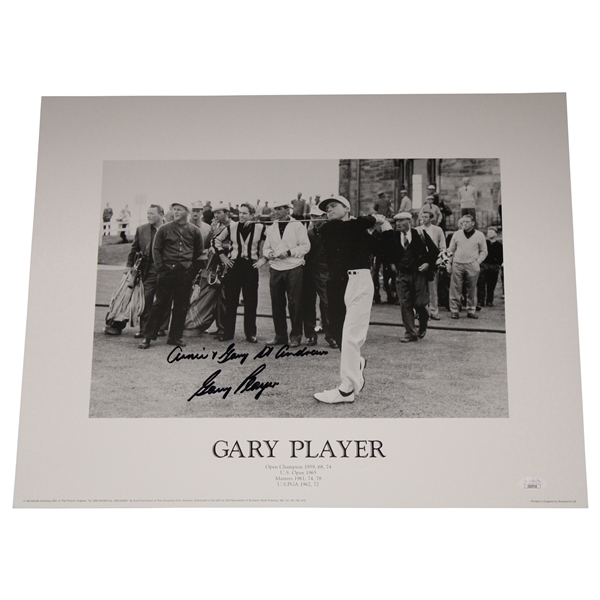 Gary Player Signed Back & White at St. Andrews 16x20 Photo w/Arnie St. Andrews JSA #CE33710