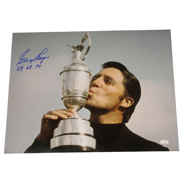 Gary Player Signed Claret Jug 16x20 Photo w/59 68 74 JSA #CB46496
