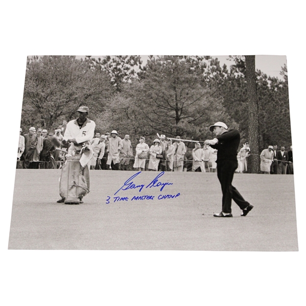 Gary Player Signed Back & White Post Swing Photo w/3 Time Masters Champ JSA ALOA