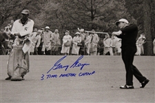 Gary Player Signed Back & White Post Swing Photo w/'3 Time Masters Champ' JSA ALOA
