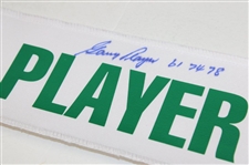 Gary Player Signed White with Green Caddy Nameplate w/'61 74 78' JSA ALOA