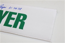 Gary Player Signed White with Green Caddy Nameplate w/'61 74 78' JSA ALOA