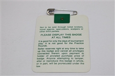 Nick Faldo Signed 1990 Masters Tournament SERIES Badge #X04657 JSA ALOA