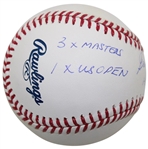 Gary Player Signed MLB Baseball w/HoF 74, 3x Masters, 65 US Open, 3x British Open, 2x PGA Inscr. JSA  #CA63076