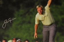 Jack Nicklaus Signed 1986 Masters Raises Putter Historic Image on 24x23 Canvas JSA ALOA
